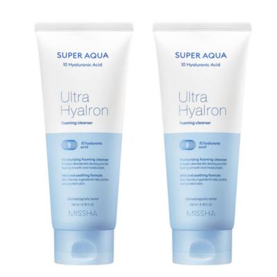 Super Aqua Ultra Hyalron Cleansing Foam Hydrating Facial Cleanser 200ml X2 (2 Pieces)