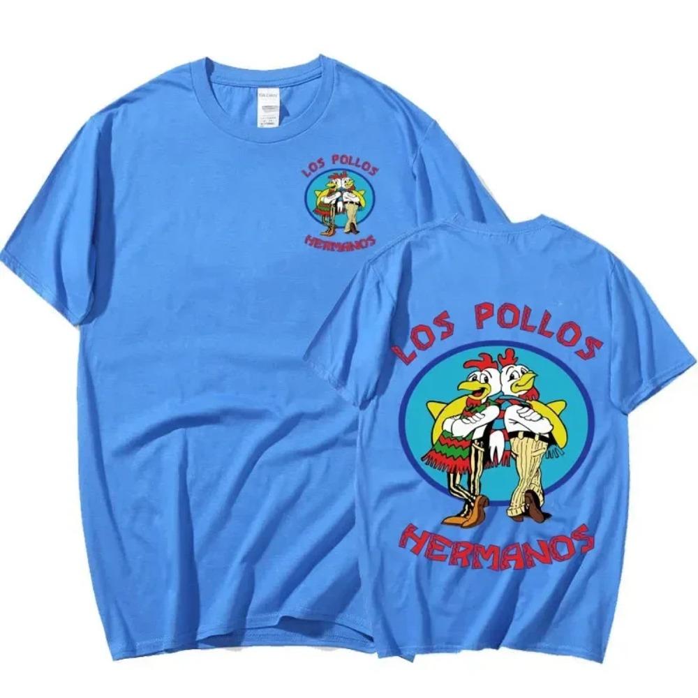 TV-Serie Breaking Bad Los Pollos Hermanos T-Shirts mit doppelseitigem Druck Lustiges Chicken Brothers Herren-Baumwoll-T-Shirt Streetwear