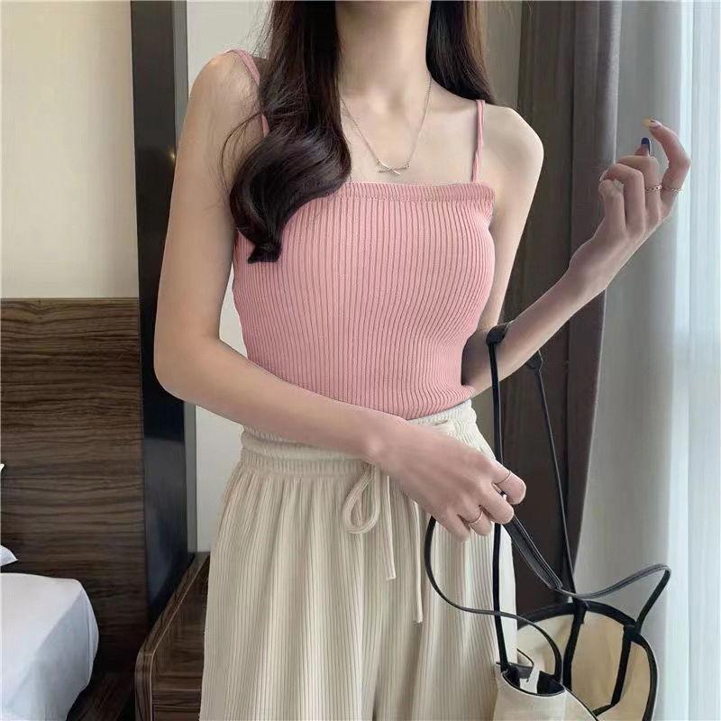 Ice Silk Camisole Sleeveless Vest for Women To Wear Outside In Summer Slim Versatile Basic Top Thin Breathable Undershirt