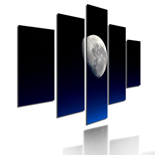 

Различные формы луны, холст, картина, 5 шт., модульная картина, HD принт, ночное настенное искусство для гостиной, современный домашний декор 20x35cm*2 20x45cm*2 20x55cm*1