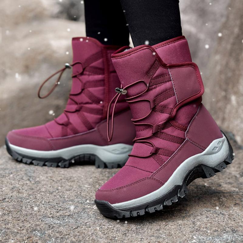 36-42 Stivali da Neve Invernali da Donna Scarpe di Cotone Scarpe Calde Ispessite Stivali di Cotone Antifreddo Scarpe da Trekking Bianche