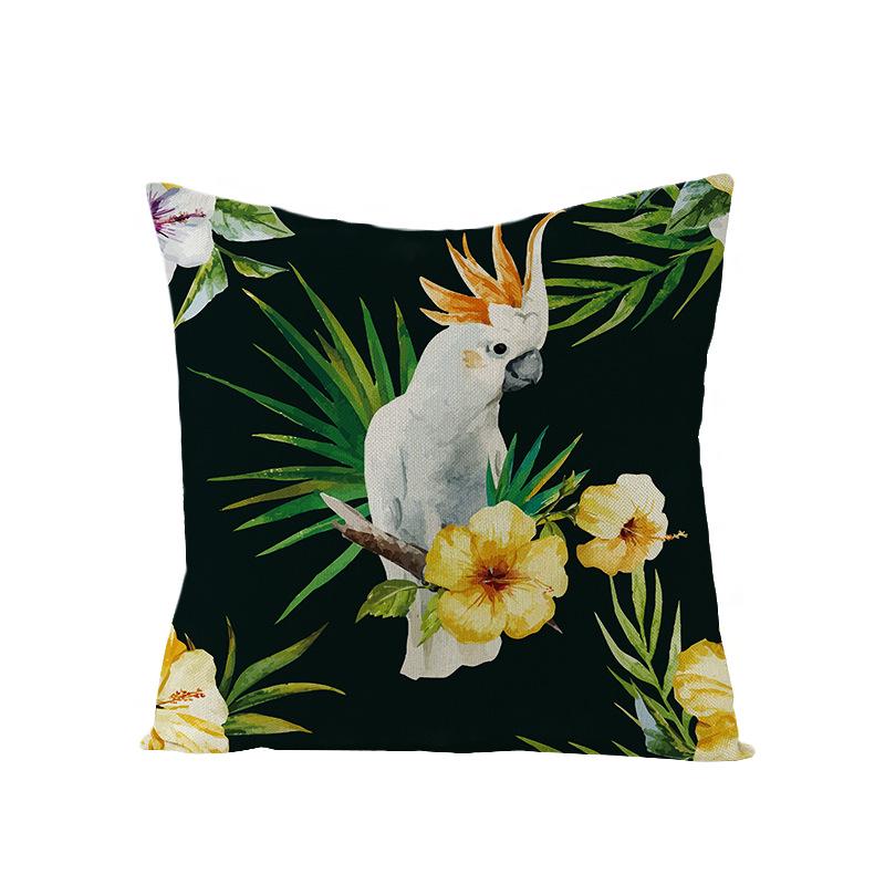 Tropical Green Leaf Linen Pillowcase - Nordic Style Sofa Cushion Cover