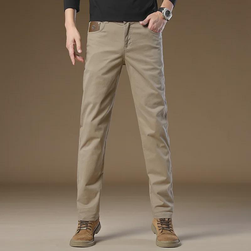 Men's Slim Fit Elastic Belt Cotton Suit Pants for Autumn/Winter 2024