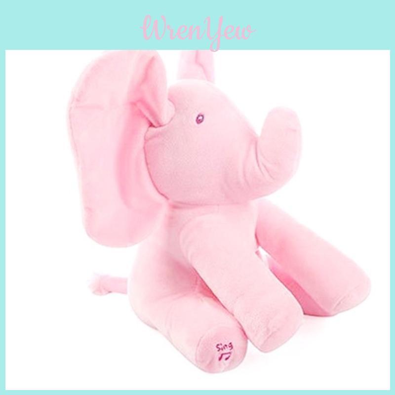 Gray Peek-a-boo Musical Plush Elephant Toy Soft Adorable And Perfect For Toddlers
