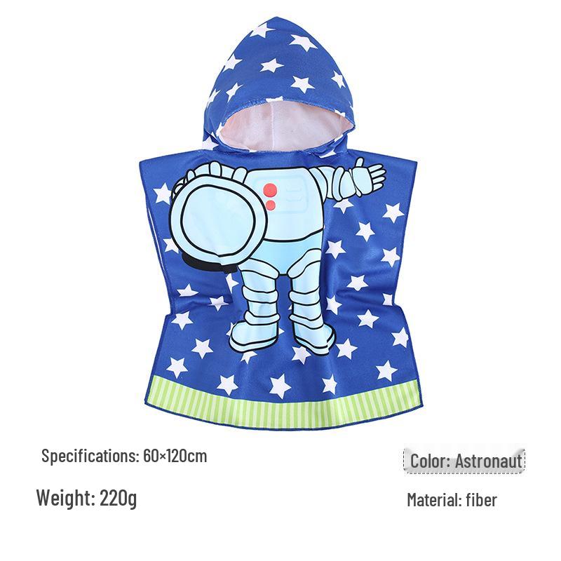 Kids' Quick-Dry Cartoon Swim Cape - Wearable Bath Towel with High Absorption