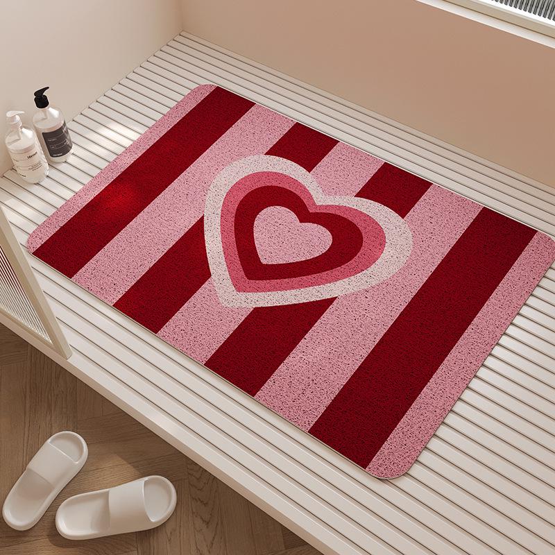 Heart-shaped Anti-slip Bathroom Sisal Mat - Shower & Bath Foot Protection