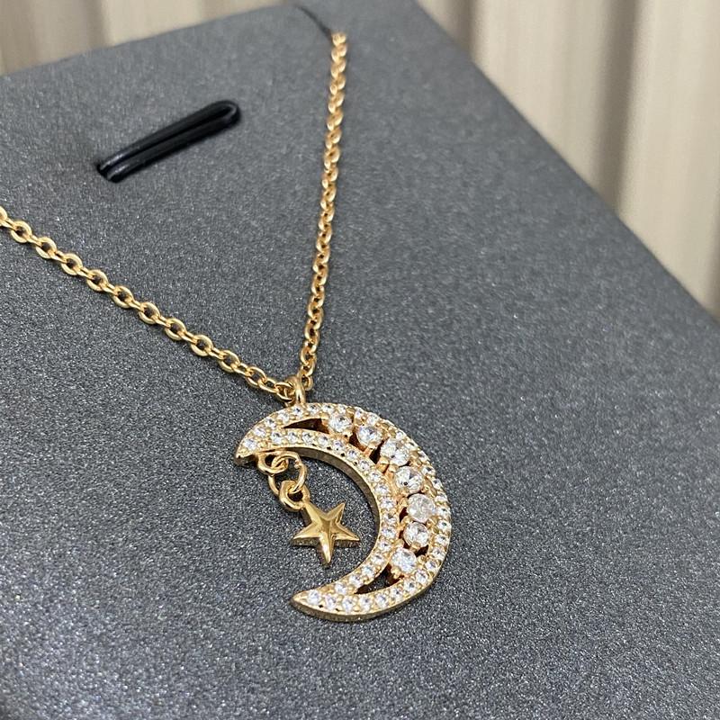 Douyin explosion Seiko star and moon full diamond necklace raw niche cold wind collarbone chain wholesale
