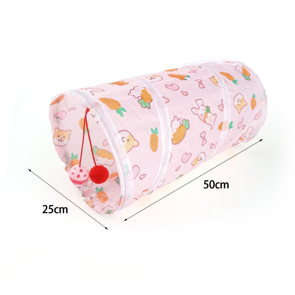 Foldable Pet Tunnel for Cat Dog Interactive Play Tent with Carrot Design Durable Cat Tunnel for Indoor/Outdoor Use Pet Playhouse