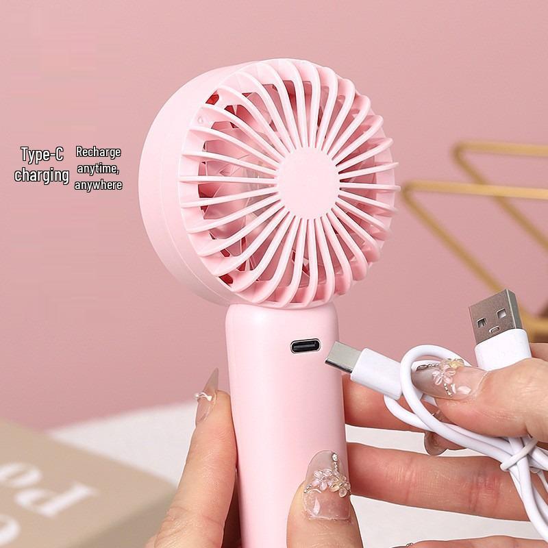 Portable USB Charging Handheld Mini Desk Fan with Colorful LED - Ideal for Office, Student, or Gifts