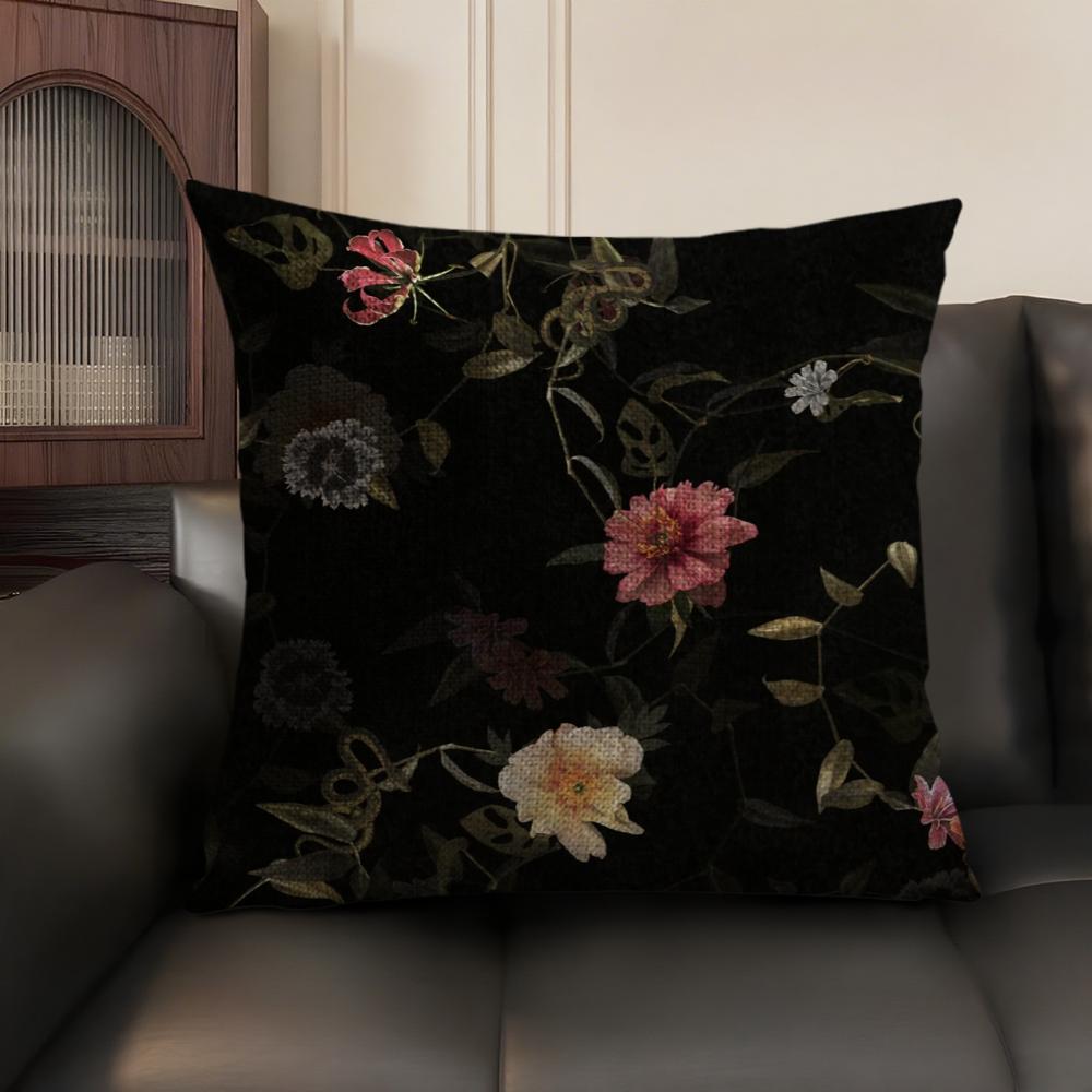 Classic A-Allsaints Floral Cushion Cover Summer Linen Organic Fabric Double-Sided Printing Sofa Pillow Case Home Decor