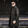 New Hooded Leather Leather Jacket Men's Medium and Long Goose Down Jacket Imported First Layer Cowhide Winter Thickened Warm Jacket