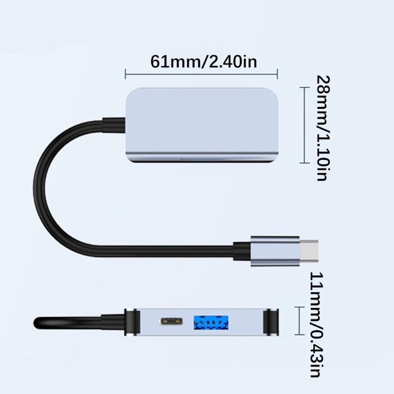 Multifunctional USB C Docking Station with HDTV 4K 60Hz Video Output Fast Speed USB3.0 Data and PD100W Charging