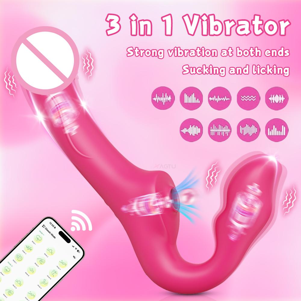 Wireless 3 In 1 Dildo Vibrator for Women Double-Ended Lesbian G-Spot Dildos Couples Female Masturbator Adults Sex Toy 18+