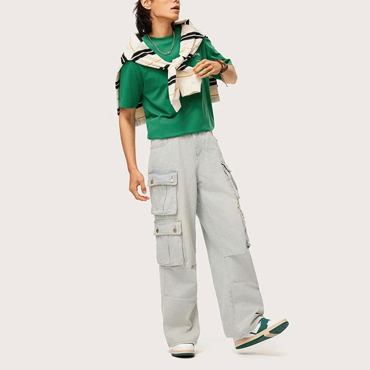 Li Ning Chinese Culture Series Letter Print Round Neck Pullover Short Sleeve T-Shirt Men Tops Crisp-Green AHSU317-7