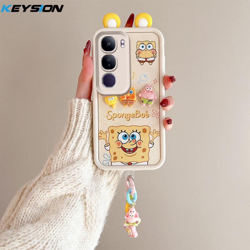 

KEYSION Милый Ушко 3D Мультяшный Чехол для VIVO V40 SE 80W V40 Lite с Браслетом Мягкий Силиконовый Ударопрочный Чехол для Телефона для VIVO Y200 5G Y19S for VIVO V40 Lite