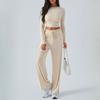 Women Tracksuit  2 Piece  Casual Long Sleeve O-Neck Cropped Tops with Pant Sets Sportwear Basic Solid Jogger Workout Outfits
