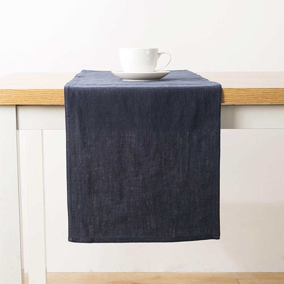 

Дорожка для стола из хлопчатобумажной ткани «рами», бытовая декоративная однотонная салфетка для ужина на праздник, свадьбу, Рождество 30X180cm темно-синий