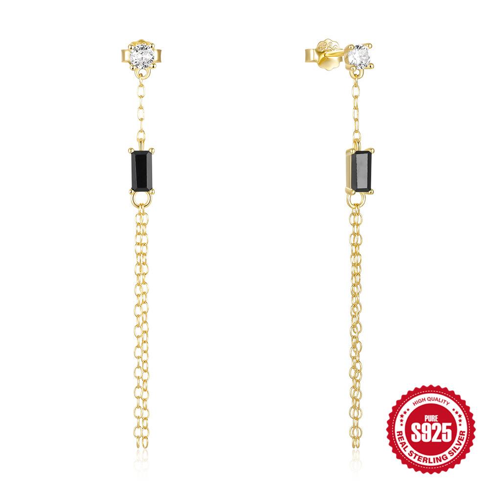 

Стильный и простой стиль S925 стерлингового серебра персонализированные бриллиантовые кисточки цепи тонкие серьги-гвоздики серьги серьги 925 Silver