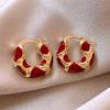 1 Pair Luxury Vintage Enamel U-Shape Leopard Print Earrings, Suitable for Women Everyday and Festive Occasions