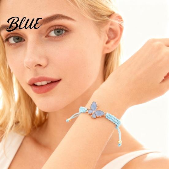Braided Butterfly Bracelet Handcrafted String Rope Adjustable Cheerleader Wristlet Gift