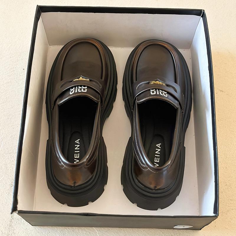 

Ретро новые лоферы женские универсальные толстый каблук весна и осень маленькие туфли из кожи одинарная обувь юбка 2025 с универсальными 40 коричневый