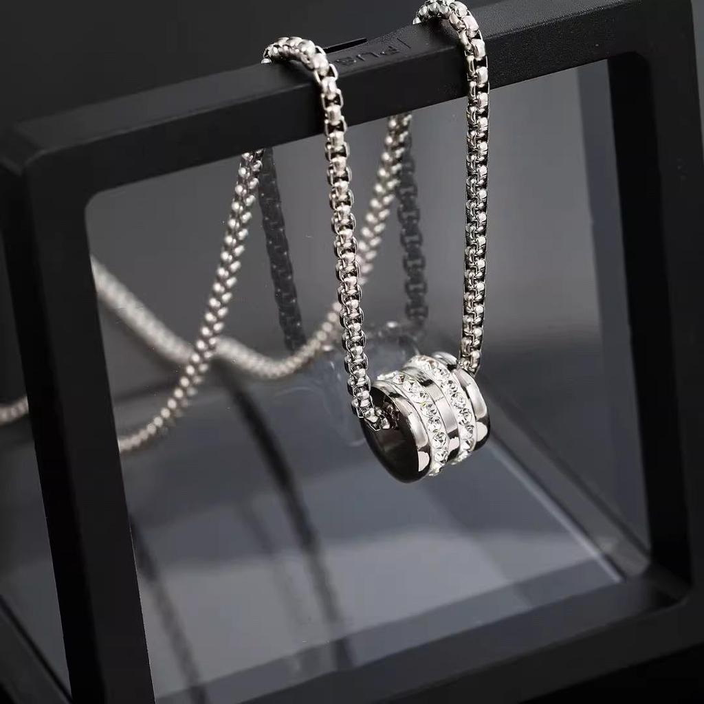 Lucky Bead Necklace: Men's Titanium Steel Lightweight Luxury Collarbone Chain with Hip Hop Flair