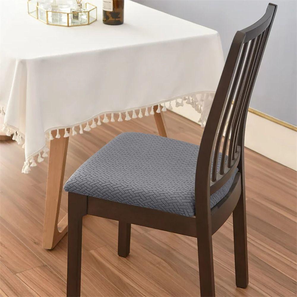 1Pcs Stretch Jacquard Chair Seat Cover Removable Elastic Dining Chair Cushion Slipcover Upholstered Washable