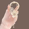 Lady Ponytail Claw Shiny Rhinestone Faux Pearl Long Tassel Flower Multi Teeth Stainless Hair Decoration Lightweight Bridal Hair Bun Clipper