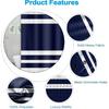 White Navy Blue Shower Curtain for Bathroom 72x72inches Boho Navy Blue and White Striped Waffle Shower Curtain Set with Hooks Bohemia Geometric