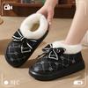 Baumwollschuhe Schleife PU wasserdichte Tasche und Haushalt Herbst und Winter Samt warm Indoor Zuhause Baumwollpantoffeln