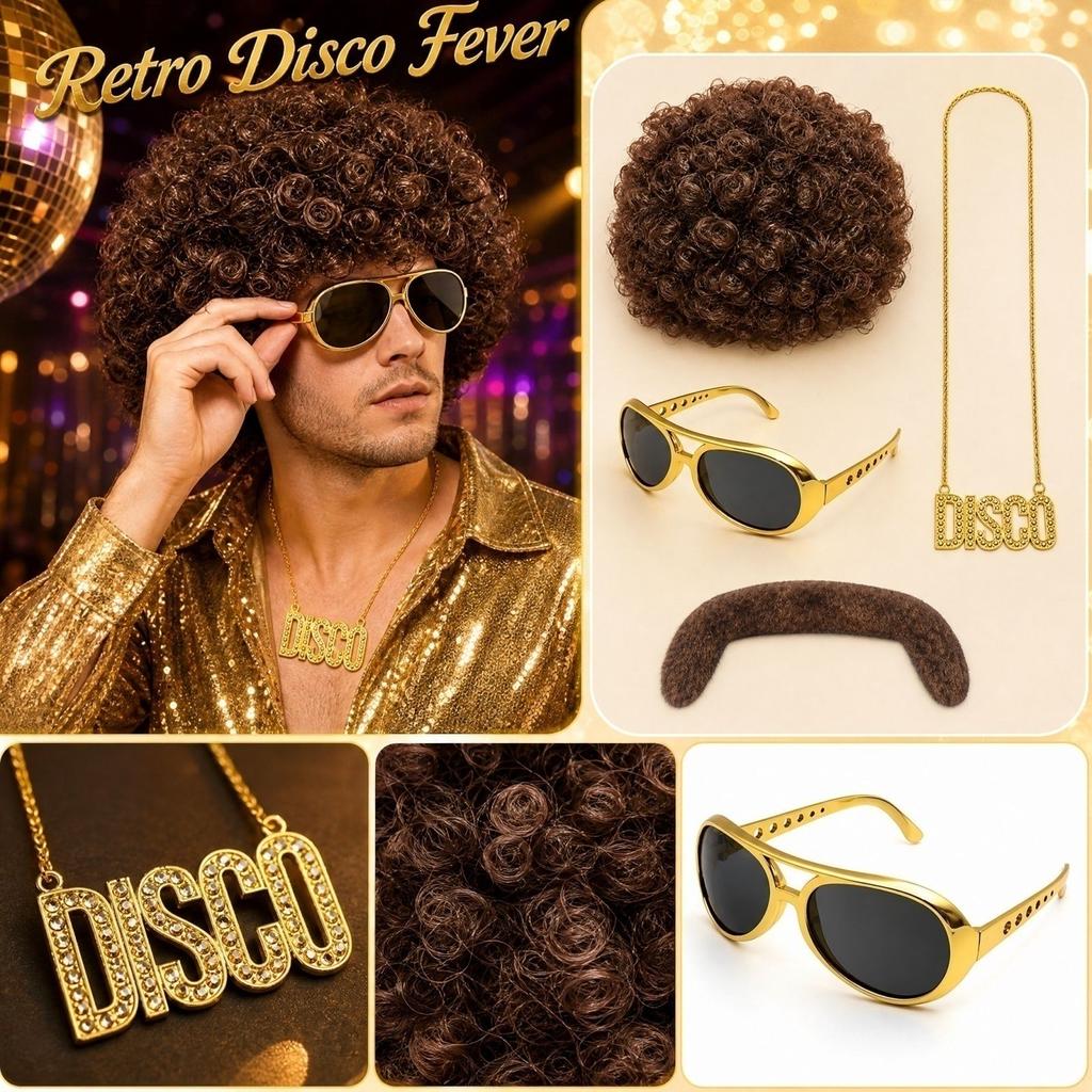 Costume Brown Glasses Necklace Set for Halloween Party