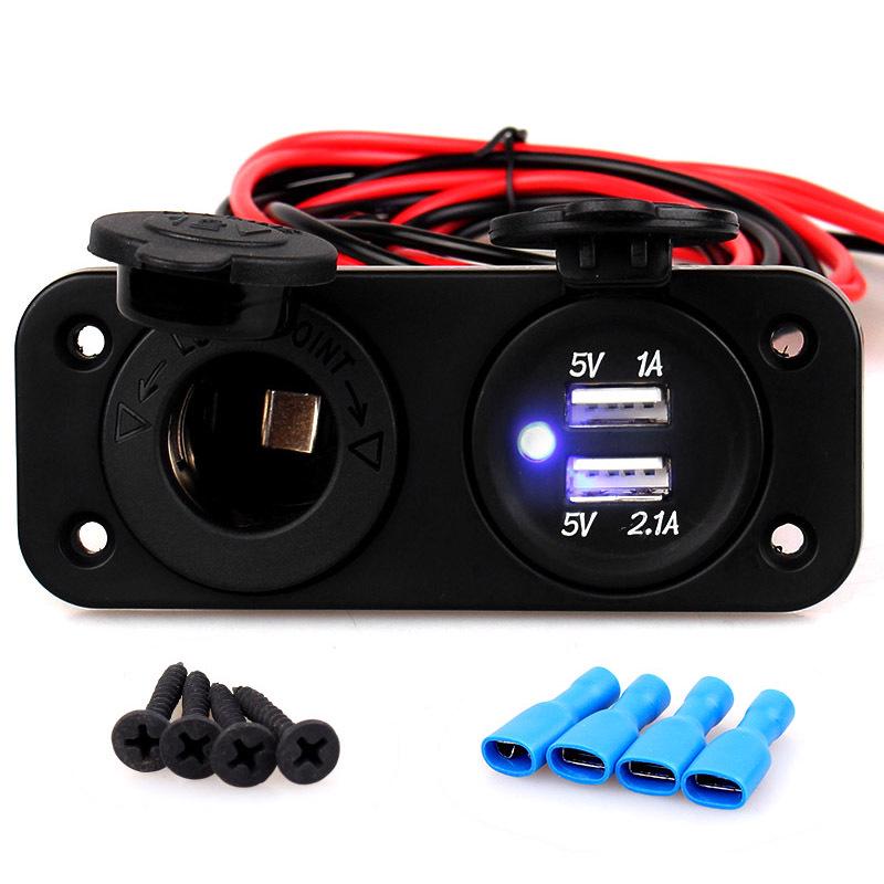 Universelles Dual-USB-Autoladegerät für Fahrzeuge - 12-24V