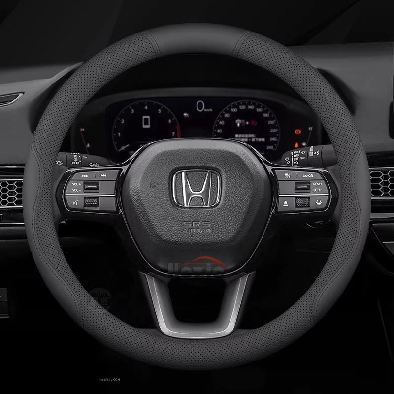 AAAKM1 Leather Car Steering Wheel Cover for Honda HRV CRV Civic City Passport Accord CRZ 2022 2023 2024 2025 2026 Interior Accessories