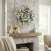 Easter Wreath Artificial Flower Wreath with Easter Eggs Holiday Decoration for Front Door Window Festival Celebration