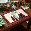 1PC Linen Christmas Placemats Tableware Mat Christmas Decorations For Home Kitchen 2024 Xmas Navidad Noel NewYear Table Decor