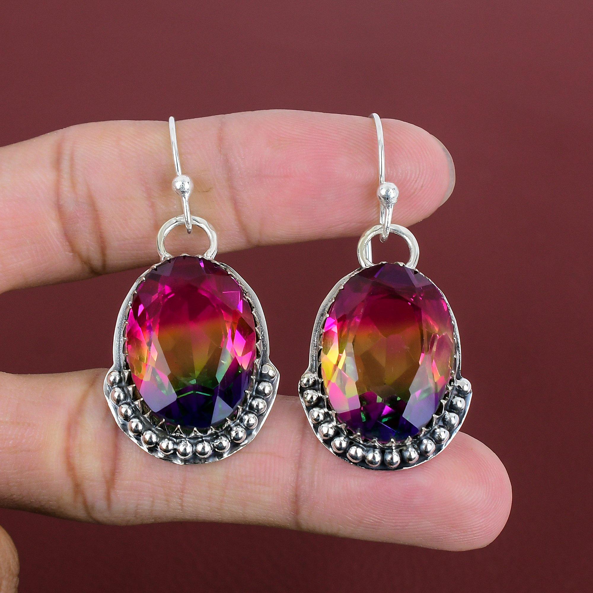 

Faceted Multi Tourmaline Earring Gemstone Earring 925 Sterling Silver Earrings Handmade Multi Tourmaline Jewelry Silver Jewelry Gift For Mom