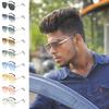 Oversized Double Bridge Frameless Sunglasses Retro Square Frame Men's Shades Outdoor Gradient Lens UV Protection Sun Glasses