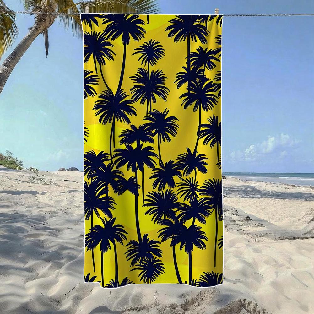 Palm Tree Silhouette Beach Towel, Soft Quick-Drying, Perfect For Portable Outdoor Travel, Swimming, Camping And Summer Beach