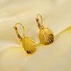 Gold Color Stainless Steel Shell Earrings For Women Shell Drop Pierce Ear Stud