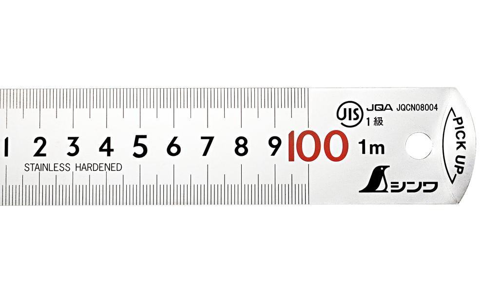 Shinwa Sokutei Pickup Cm Upper and Lower 1mm JIS Class 1 with Red 13140 Scale, Silver, Display, Rows, Pitch, 1m, Numbers,