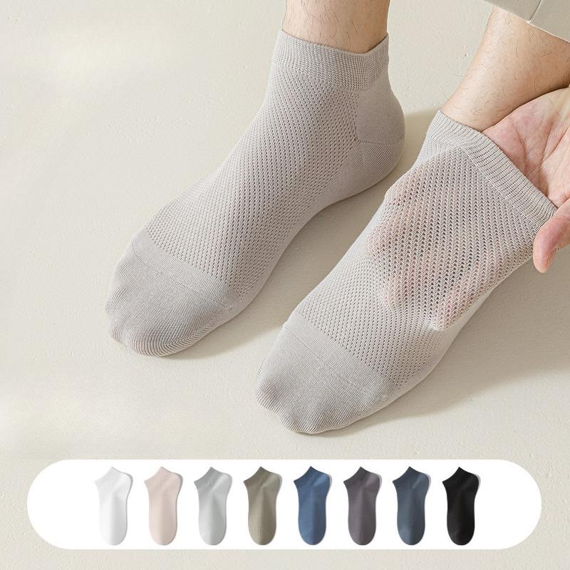 Men's Summer Thin Mesh Anti-odor, Sweat-absorbing and Breathable Boat Socks, Summer Low-top Boneless Pure Cotton Short Socks