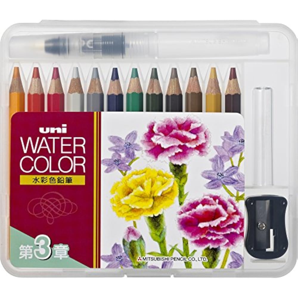 Mitsubishi Pencils, Colored Pencils, Uni, Water Color Compact Set, 12 Colors, Nature Tones