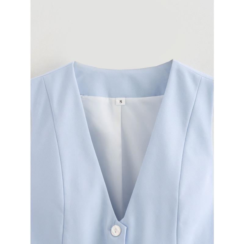 DAFIFY Women's Fashion Casual Spring Fall Solid Color Print Sleeveless V-Neck Sweaters