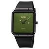 Square Watch Men Leather Strap Black Simple Thin Fashionable Wristwatch Gentleman Waterproof Business Casual Male Gift Black Green