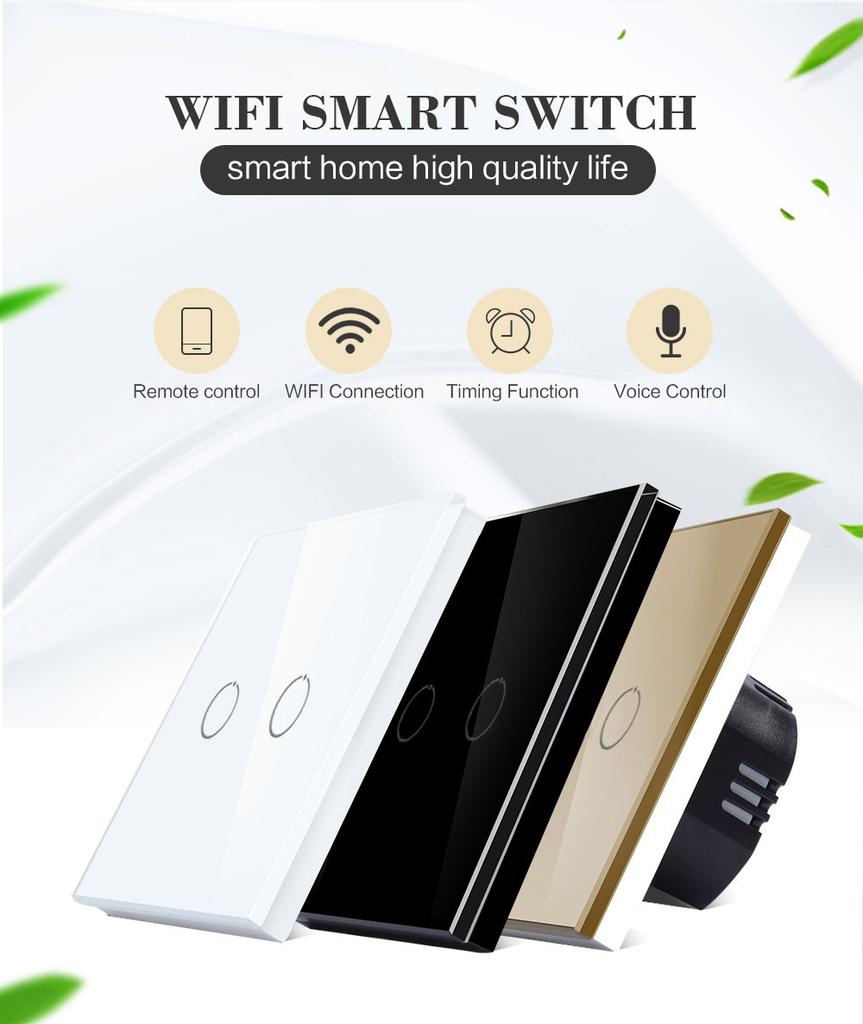 Bingoelec Wifi EU 1/2/3/4-fach Tuya Heimschalter Licht Alexa Steuerung Touch Glaswand Elektrischer Smarter Schalter