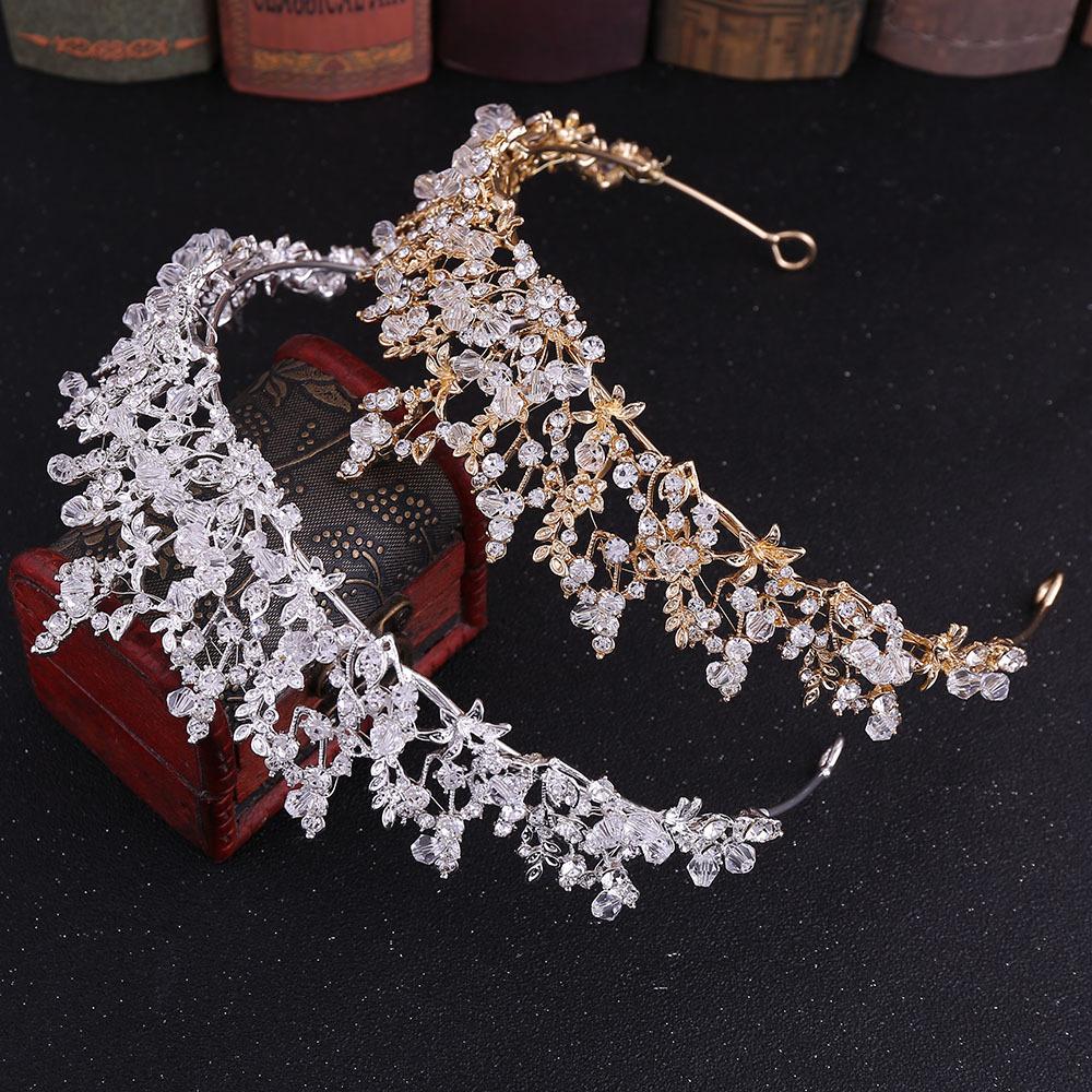 New Bridal Jewelry Exquisite Handmade Crystal Glass Diamond Crown Wedding Supplies Alloy Rhinestone Tiara