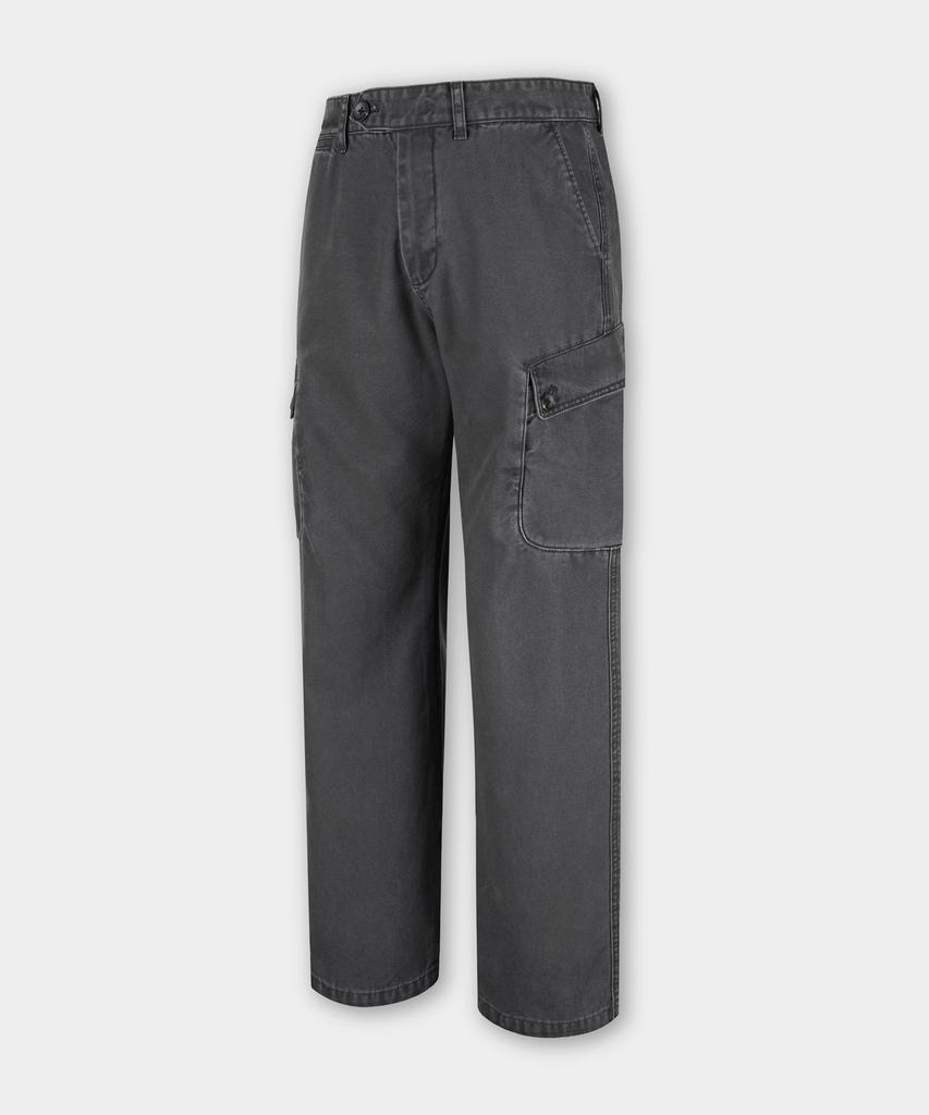 BIRBANTE Garment-Washed Cargo Chino Pants - Dark Grey