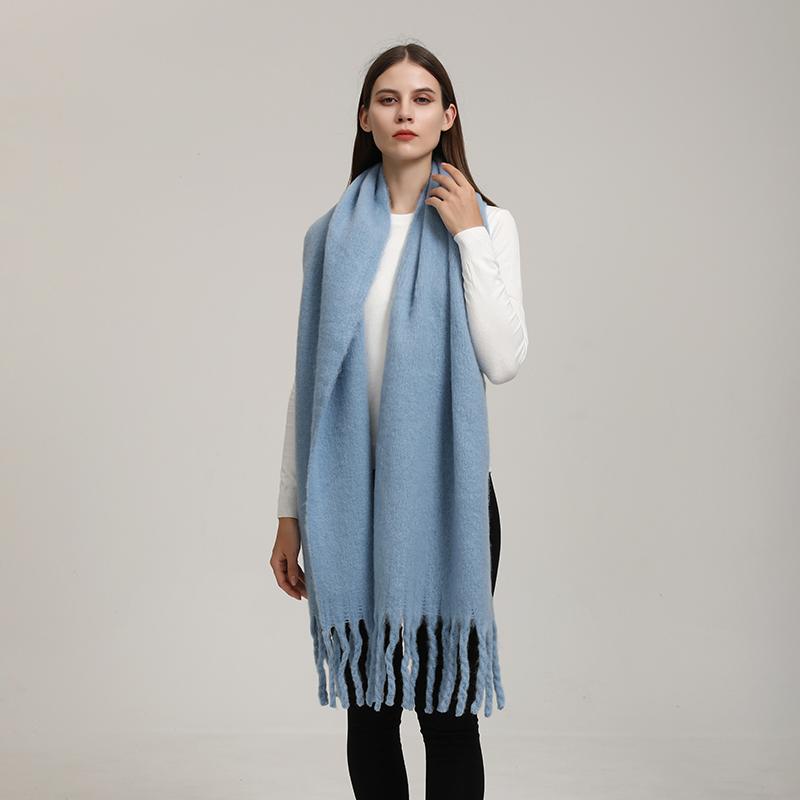 Winter Solid Color Tassels Cashmere Scarf Keep Warm Woman Pashmina Shawl Ladies Fashion Long Scarves Wraps  210*30Cm