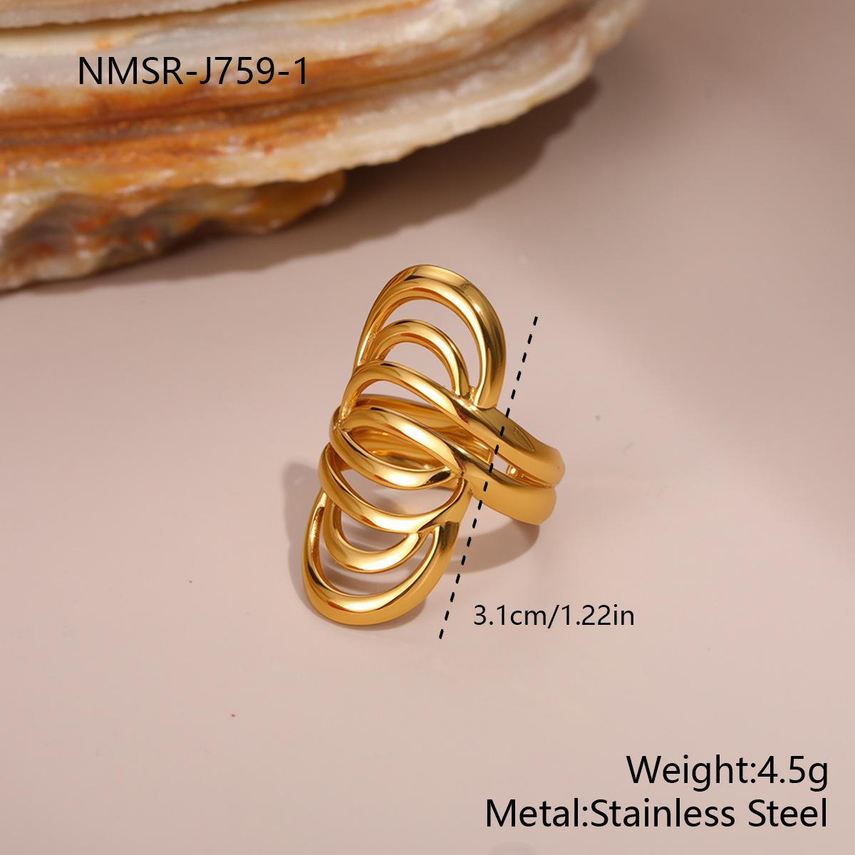 GEMCHIC Women s Stainless Steel Geometric Flower Open Ring Fashion Hand Jewelry