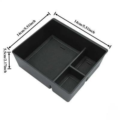 For MG HS EHS EV 2018-2024 Center Console Armrest Organizer Tray Durable ABS Black Storage Box With Divider Car Accessories